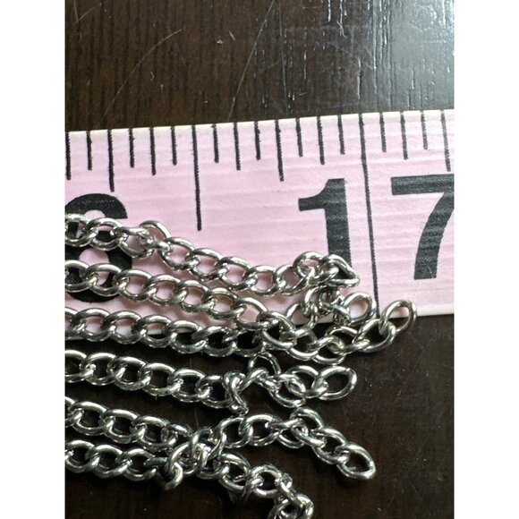 Long Concentric Circle Tassel Pendant Necklace Dangle Silver Tone Link Chain 25" - Picture 7 of 7